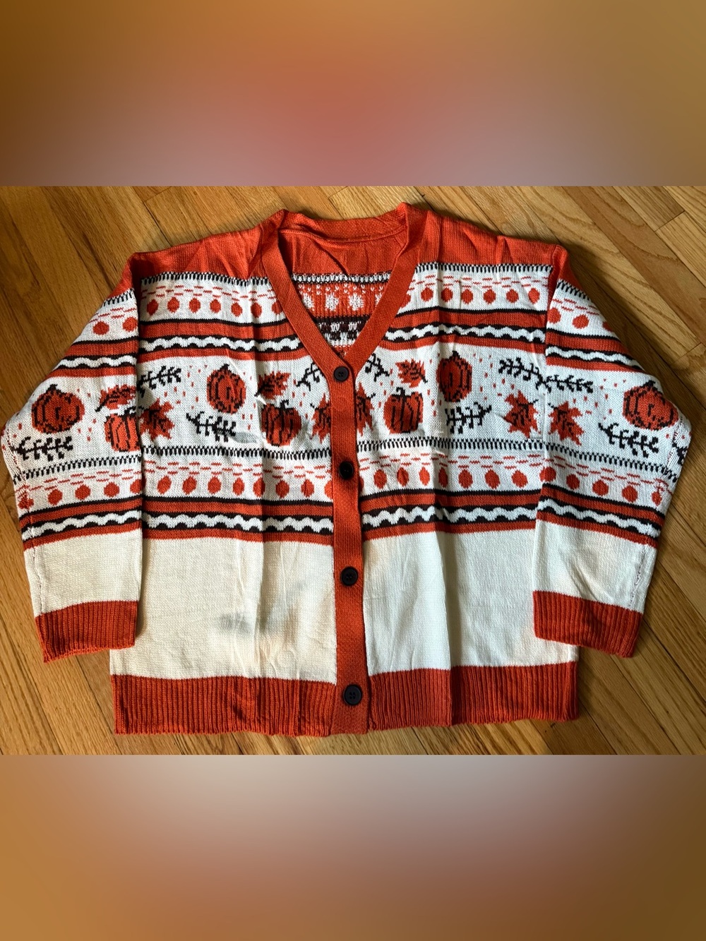 New pumpkin Halloween women's jacquard knit XL cardigan